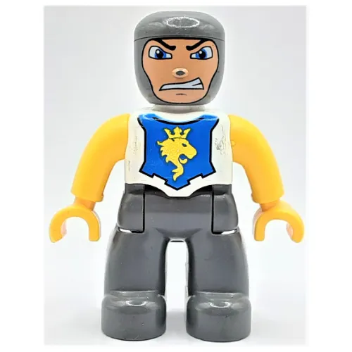 Duplo Figure with Rounded Head with Dark Bluish Gray Legs, Yellow Arms and Hands
