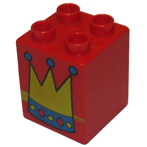 Duplo Brick 2 x 2 x 2 with Crown Print