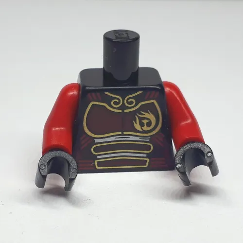 Torso Armor, Dark Red with Gold Striping, Red Arms, Black Hands