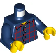 Torso Plaid Shirt with Buttons / '2012 The LEGO Store Woodlands, TX' Back Print, Dark Blue Arms, Yellow Hands