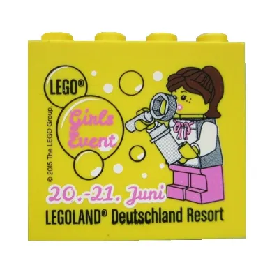 Brick 2 x 4 x 3 with 'LEGOLAND Deutschland Resort LEGO Girls Event 20.-21. Juni' Print