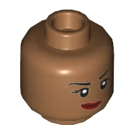 Minifig Head Barbara Gordon, Dual Sided Eyebrows, Beauty Mark, Red Lips, Lopsided Smile / Fierce Print [Hollow Stud]