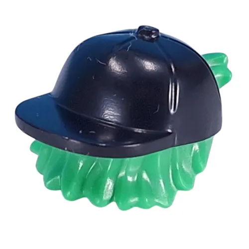 Hair and Hat, Backwards Cap, Bright Green Hair Pattern