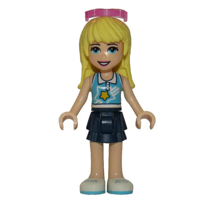 Stephanie - Medium Azure Top, Dark Blue Skirt, Sunglasses