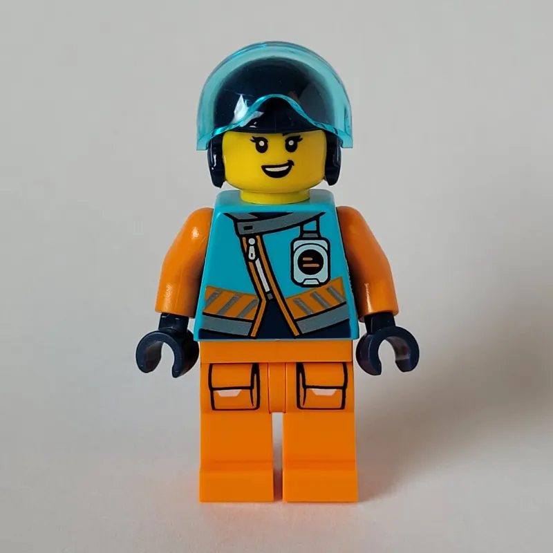 Arctic Explorer Pilot, Iris Icicle, Medium Azure and Orange Suit, Dark Blue Helmet