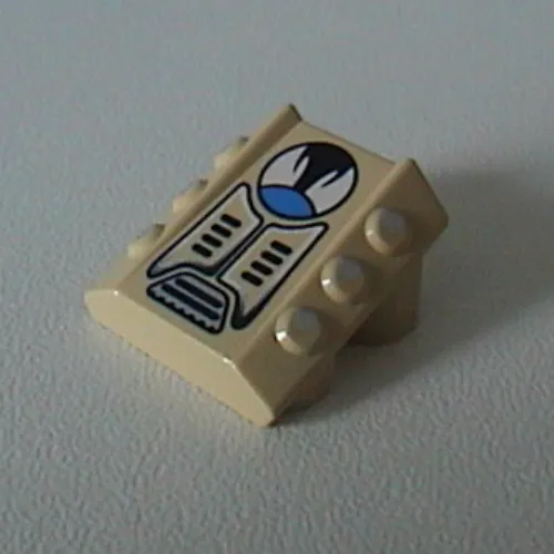 Slope 2 x 2 No Studs, with 3 Side Pistons Raised Edges and Duster Print