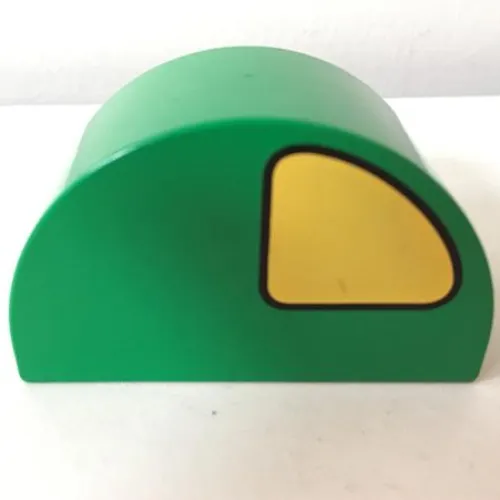 Duplo Brick 2 x 4 x 2 Curved Top with Yellow Quarter Circle on Both Sides Print