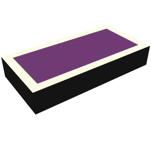Tile 1 x 2 with White and Purple Square print