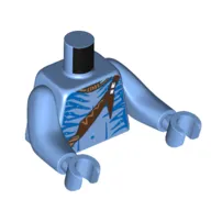 Torso with Long Arms, Na'vi, with Bare Chest, Blue Markings, Reddish Brown Strap with Feather print, Medium Blue Arms and Hands