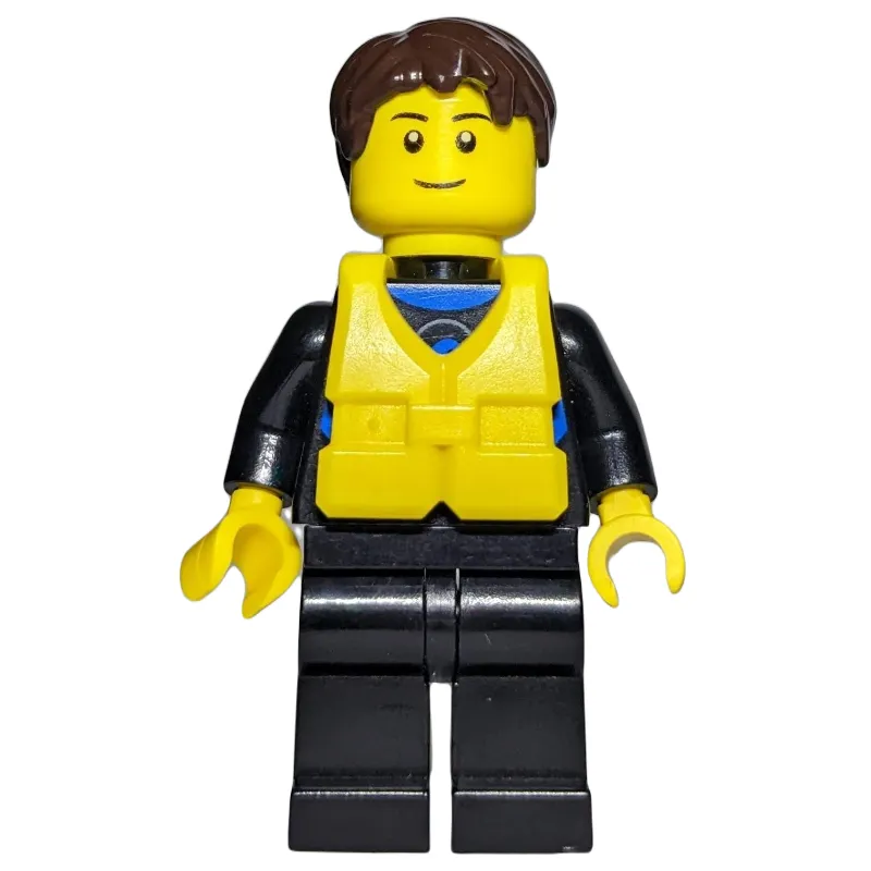 Man, Black Wetsuit, Yellow Life Vest
