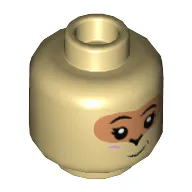 Minifig Head Sister Monkey, Nougat Around Eyes, Slight Smile Print