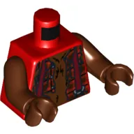 Torso Torn Shirt with Suspenders Print, Reddish Brown Arms and Hands