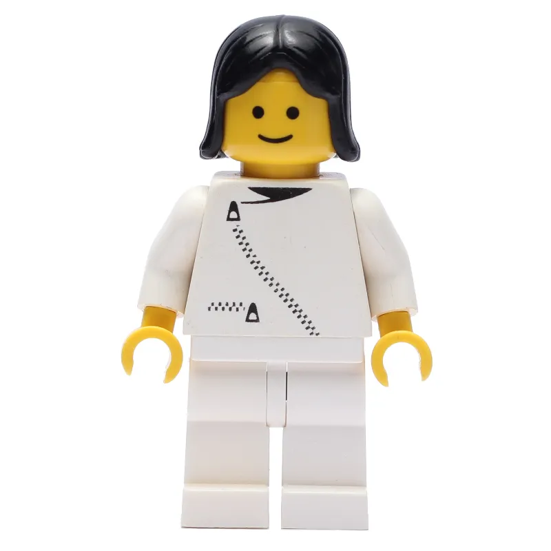 Woman, White Jacket with Zipper, White Legs, Black Hair