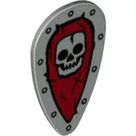 Shield Ovoid with Silver Skull on Dark Red Print