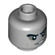 Minifig Head Shade, Bushy Eyebrows, Dark Bluish Gray Sunken Eyes, Cheek Lines, Frown with Teeth Print [Hollow Stud]