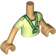 Minidoll Torso Boy with Warm Tan Arms and Hands with Yellowish Green Shirt, Green Sunflower Lanyard print