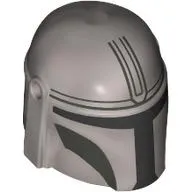 Helmet Mandalorian with Holes, Dark Bluish Gray Decorations, Black Visor Print