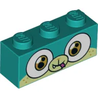 Brick 1 x 3 with Puppycorn, Yellowish Green Face print (Alien)