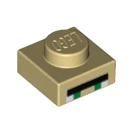 Plate 1 x 1 with 2 Green and 2 White Squares, Long Black Rectangle Print [Minecraft Villager Eyes]