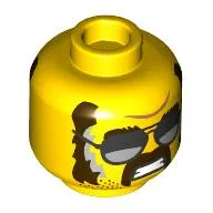 Minifig Head Houndog McBrag, Black Sunglasses, Reddish Brown Moustache and Sideburns print