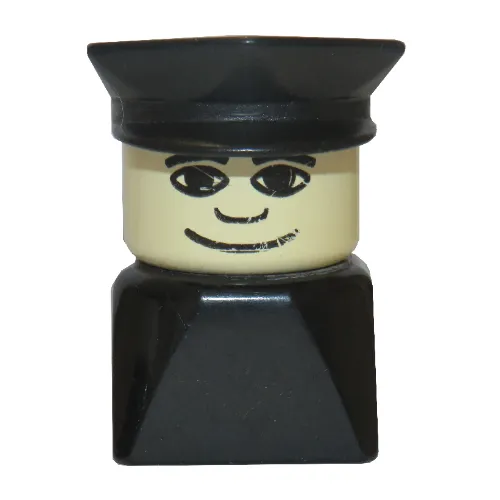 Duplo 2 x 2 x 2 Figure Brick Early, Police Hat Black, Wide Smile Print