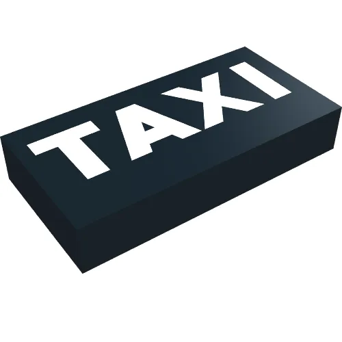 Tile 1 x 2 with White 'TAXI' Print