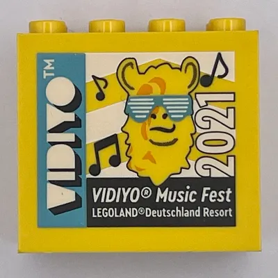Brick 2 x 4 x 3 with 'LEGOLAND Deutschland Resort VIDIYO Music Fest 2021' Print