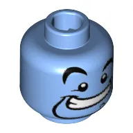 Minifig Head Genie, Curved Eyebrows, Right Raised Eyebrow, Narrow Goatee with Curl, Wide Mouth Smile with Teeth Print [Hollow Stud]