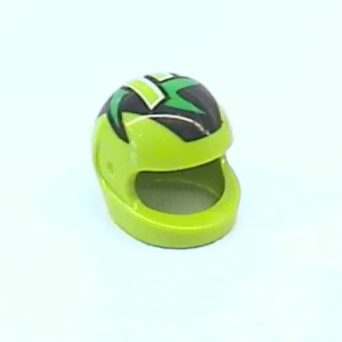 Helmet, Standard with Lime 'M', Black, Red, and Green Print