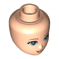Minidoll Head, Light Blue Eyes, Eyelashes and Open Mouth Print