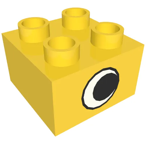 Duplo Brick 2 x 2 with Eye without White Spot Print, on Two Sides