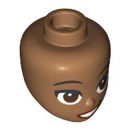 Minidoll Head, Black Eyebrows, Reddish Brown Eyes, Lips, Open Mouth Smile