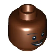 Minifig Head Lando Calrissian, Thin Split Moustache, Smile, Eyebrows, Eyes with White Pupils Print [Hollow Stud]