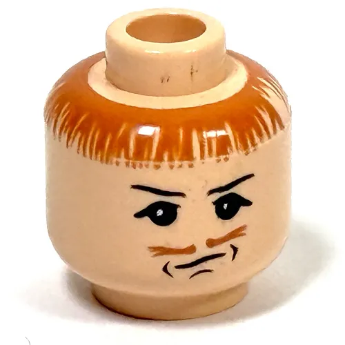 Minifig Head Peter Pettigrew (Wormtail), Moustache, Hair, Eyebrows, White Pupils, Dimples Print
