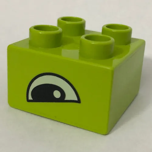 Duplo Brick 2 x 2 with Eye, Crocodile Slanted Print, on Two Sides