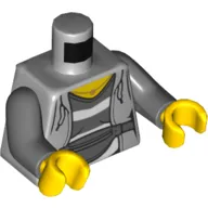 Torso Hoodie, Open over Prison Shirt and Fanny Pack (Bum Bag) Print, Dark Bluish Gray Arms, Yellow Hands