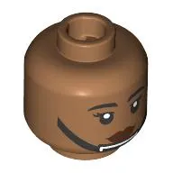 Minifig Head Rebel Trooper, Dark Red Lips, Black Strap, Silver Chin Guard, Neutral/Stern