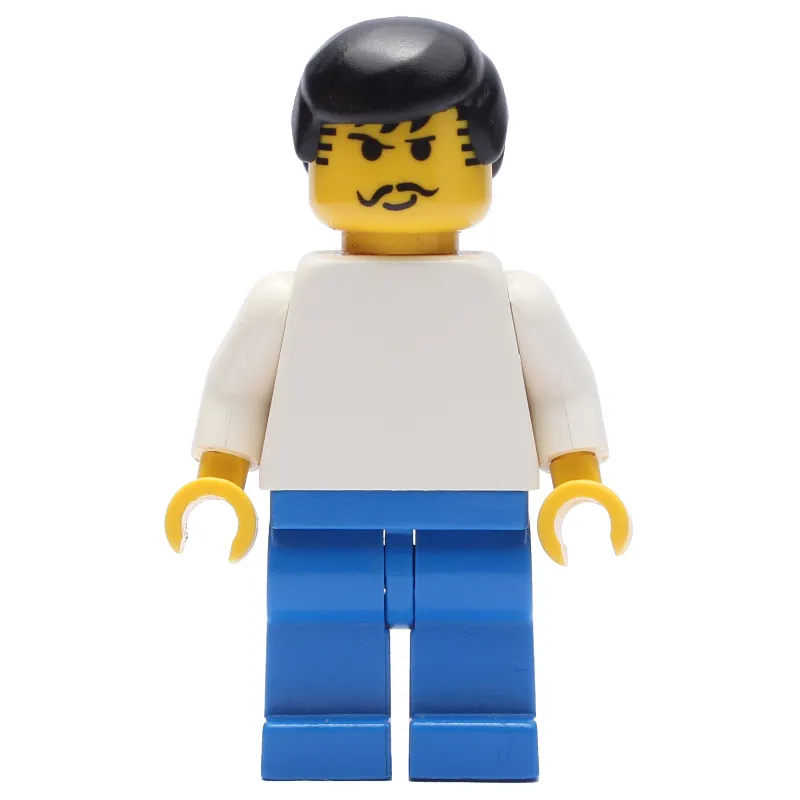 Soccer Player White Torso, Blue Legs, Black Hair, Mustache