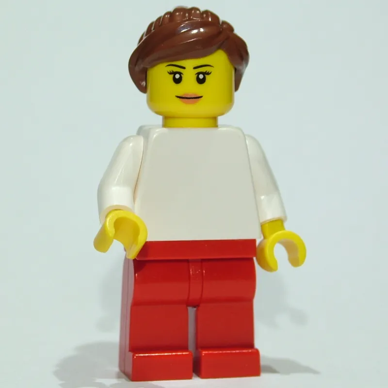 White Torso, Red Legs, Dark Brown Hair