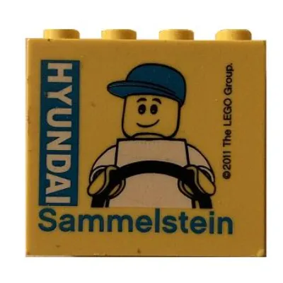 Brick 2 x 4 x 3 with Blue 'HYUNDAI Sammelstein 2011' Print