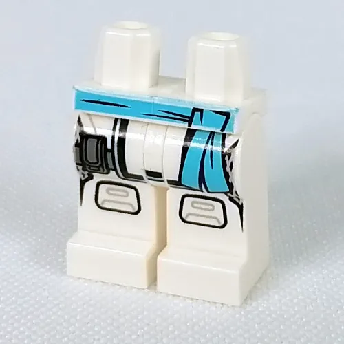 Hips and White Legs with Medium Azure Sash Belt, Dark Bluish Gray Strap, Knee Pad print