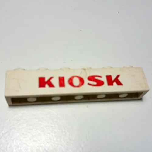 Brick 1 x 6 with 'KIOSK' Sans-Serif Thick Red Print