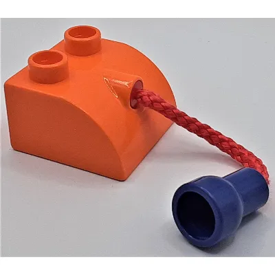 Duplo Animal Brick 2 x 2 Rounded with Red Rope Tail and Violet Hole Connector