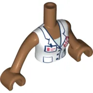 Minidoll Torso Woman with White Veterinarian Jacket Print, Medium Nougat Arms with Hands