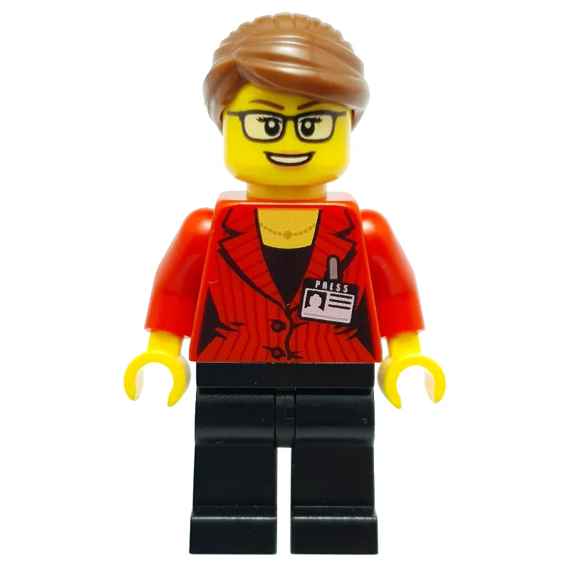 Woman, Red Jacket, Black Legs, Reddish Brown Hair