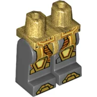 Hips and Dark Bluish Gray Legs with Orange, Yellow and Pearl Gold Armour Print (Axl)