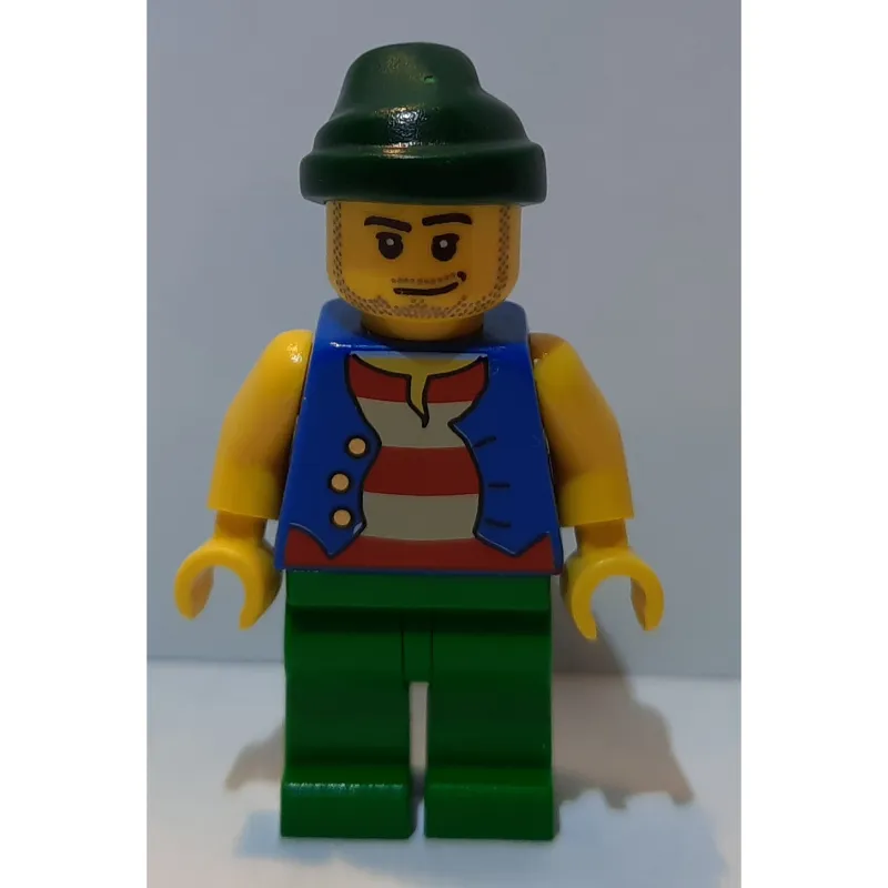 Pirate - Blue Vest, Green Legs, Dark Green Bandana, Smirk