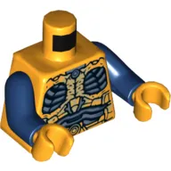 Torso Parademon Armor Skeletal with Vertebrae, Dark Blue and Sand Blue Detail Print, Dark Blue Arms, Bright Light Orange Hands