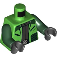 Torso Jacket, Pockets, Black Belt, Light Grey Belt Buckle, Dark Bluish Gray Shirt Print, Dark Green Arms, Black Hands