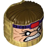 Minifig Head Special, MODOK with Dark Brown Hair and Bared Teeth Print